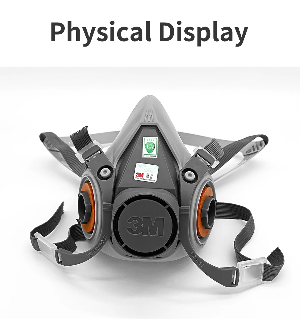 3M 6200 Gas Mask for Spray Paint Decoration Chemical Dust Mask Body Protect Toxic Steam Filter Respirator Reusable Half Mask