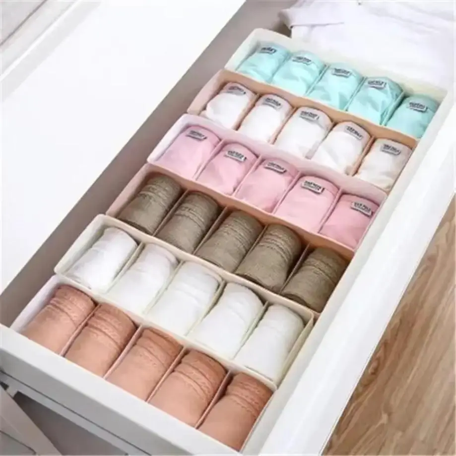 1 Pcs 5 Grids Storage Box Wardrobe Home Storage Underwear Underwear Organizing Box Partition Box Drawer Style Storage Grid
