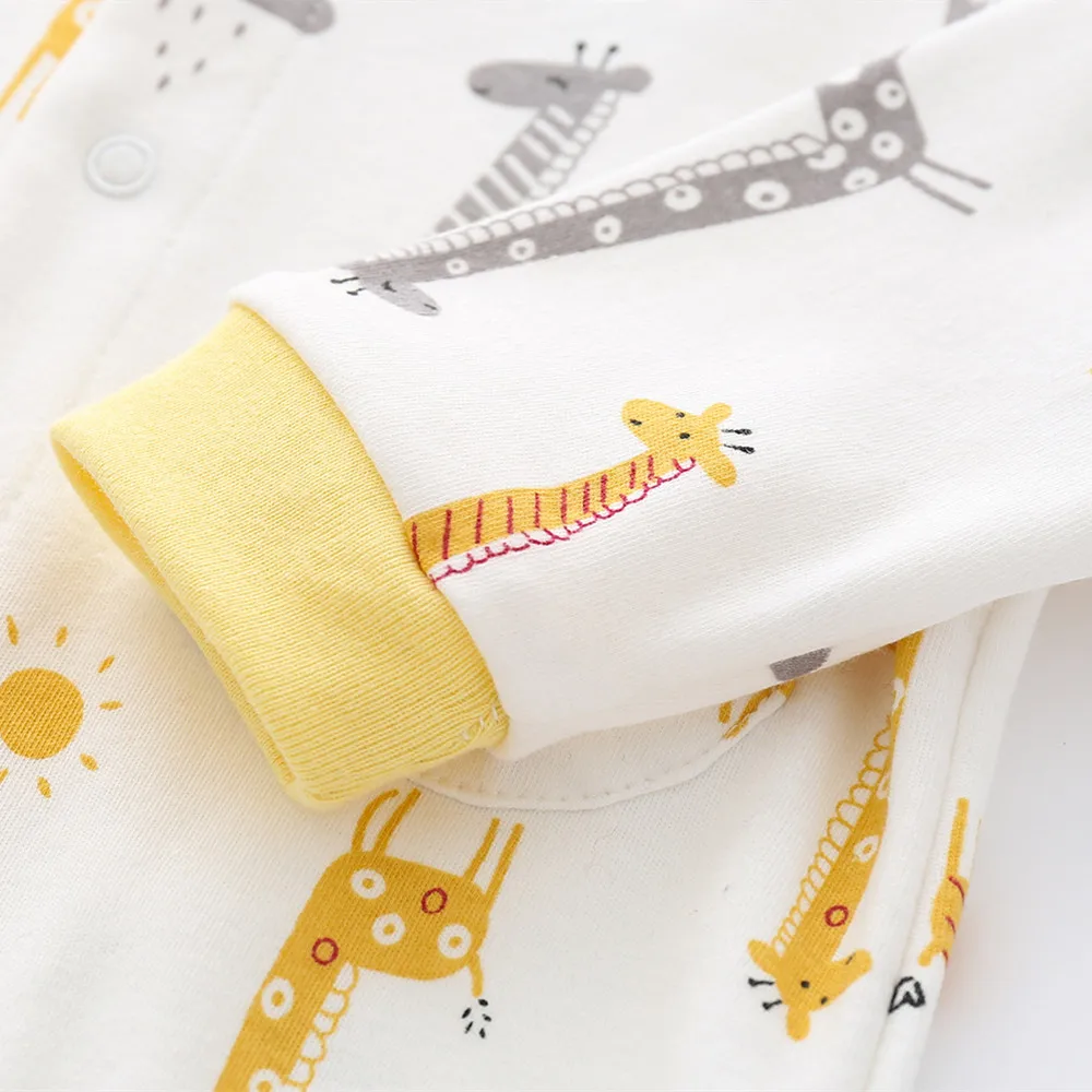 3-12M Autumn Baby jumpsuit Footies long sleeve clothes Infants romper cotton print boys onesies giraffe Cartoon baby underwear 4