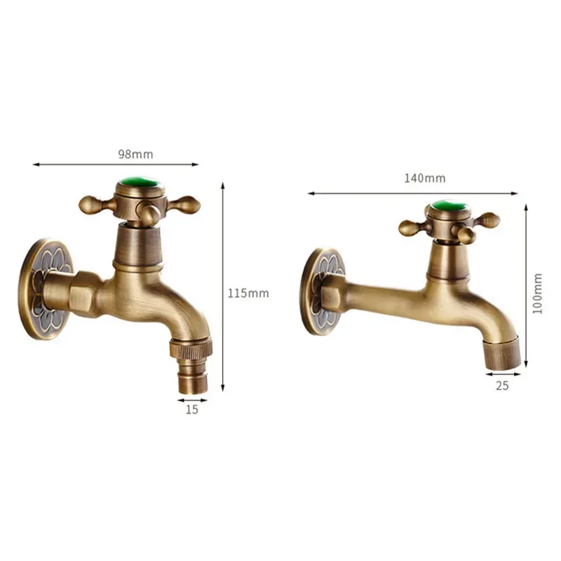 Decorative Outdoor Faucet Garden Bibcock Tap Natural emerald Bathroom Washing Machine Mop Tap Brass Bathrrom Faucet Antique