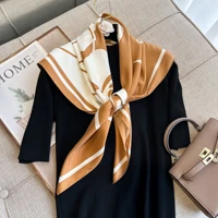 New 2024  Fashion Print Brand Scarves Twill Silk Square 90*90 Scarves Neckerchief Women Shawls Luxury Design Hijab Scarf 6
