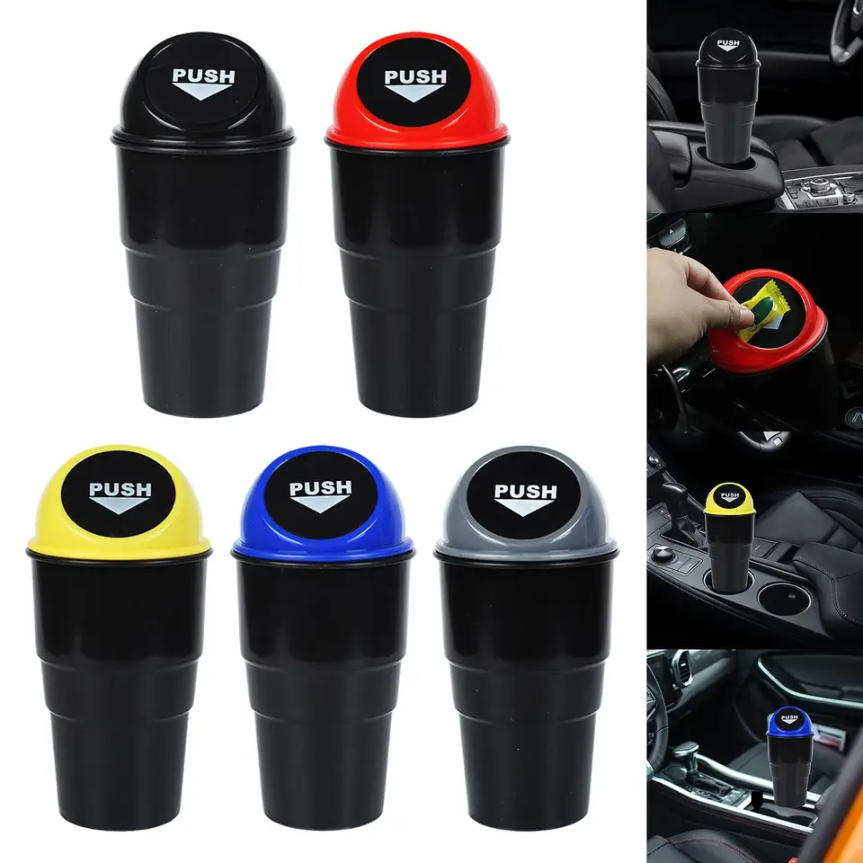Car Cup Holder Trash Can, Garbage Container Bin