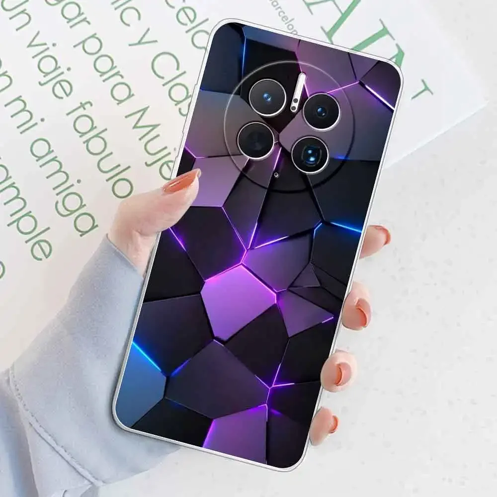 Elegant Marble Design Transparent Silicone Case for Huawei Mate 50 Series - Soft and Durable Protective Shell