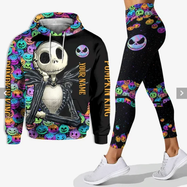 

Nightmare Before Christmas Sally Hoodie Womens Leggings Yoga Set Womens Disney Jack Skellington Hoodie Sports Leggings Tracksuit