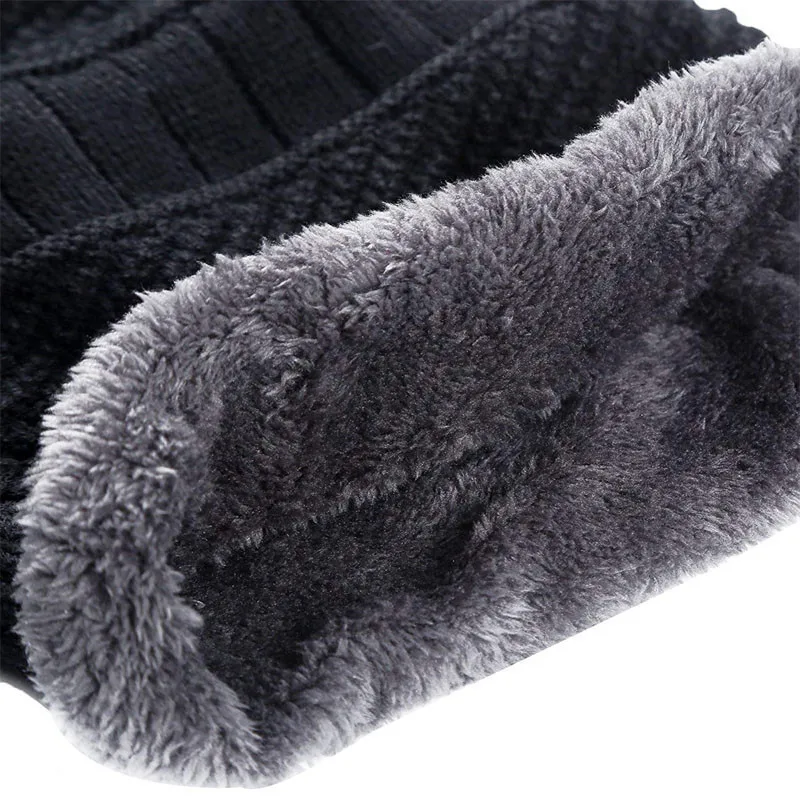 Winter Hat Autumn and winter men's warm hat wool fleece-lined knitted ear protection hat cycling ear protection pullover