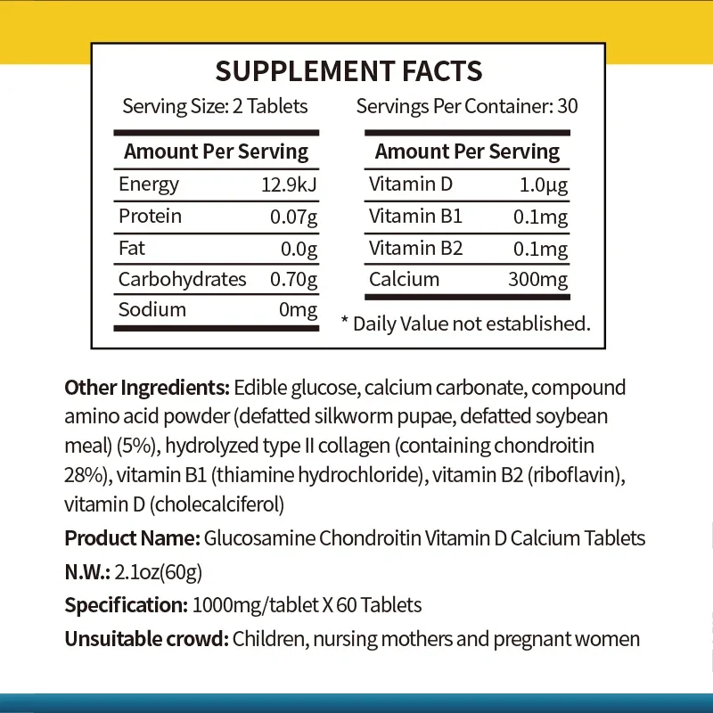 Vitamins Supplement Capsules Calcium D3 Arthritis Relief Glucosamine Chondroitin Tablet Extra Strength Joint Health Support