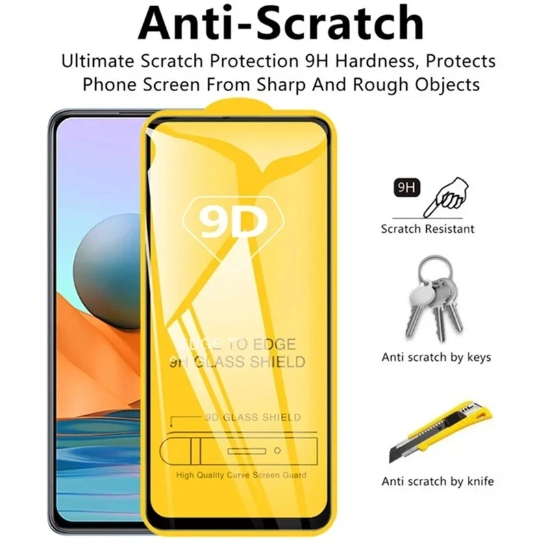 4PCS 9D Tempered Glass for Redmi Note 11 10 Pro 10C 12C 11S 10S 9T 9S 9A 9C 8T 8A Screen Protector for XiaoMi 12T 9T 10T 11T Pro