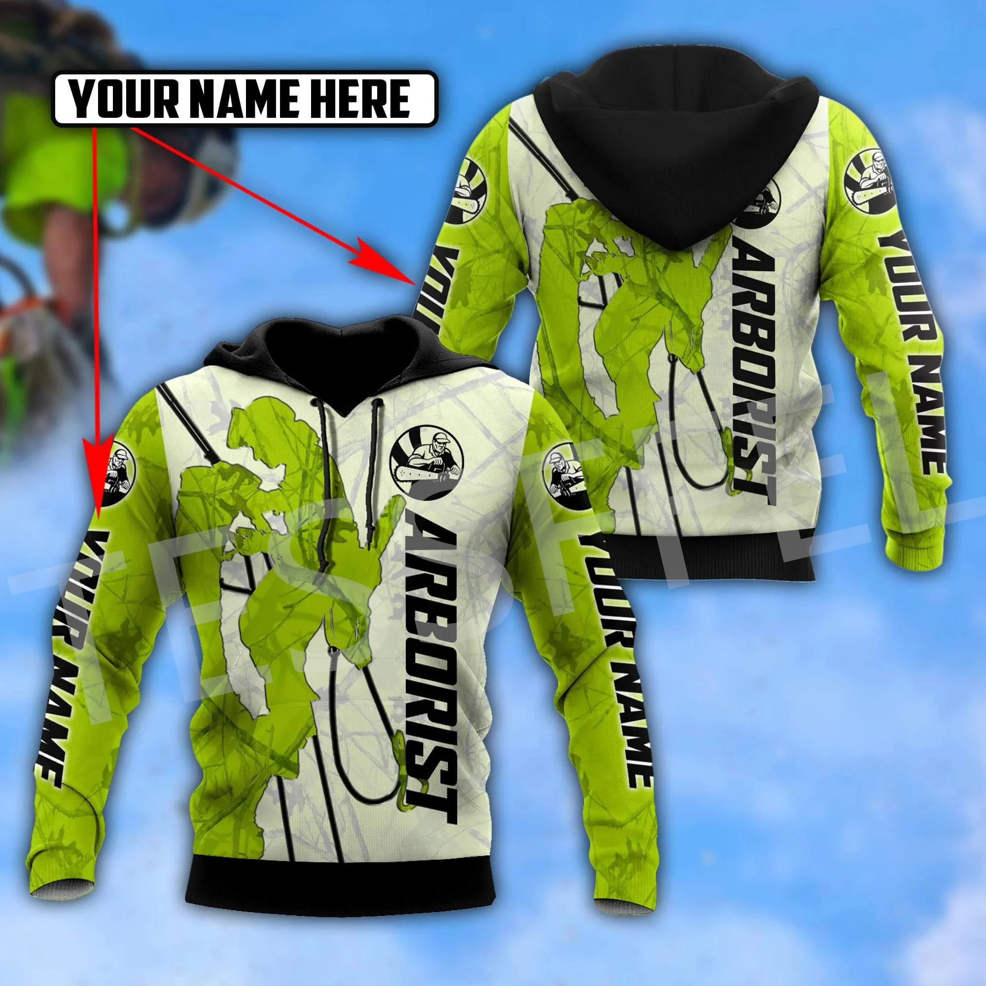 Nome Personalizzato Arborist Logger Motosega Carpenter Worker Tattoo Streetwear 3Dprint Pullover Harajuku Jacket Casual Funny Hoodies 16