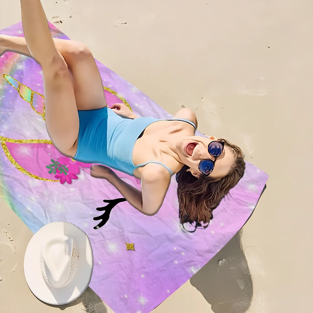 Cute Unicorn Towel Microfiber Beach Towel Absorbent Quick dry Soft Yoga Swimming Resort Mountain Climbing Towel 4