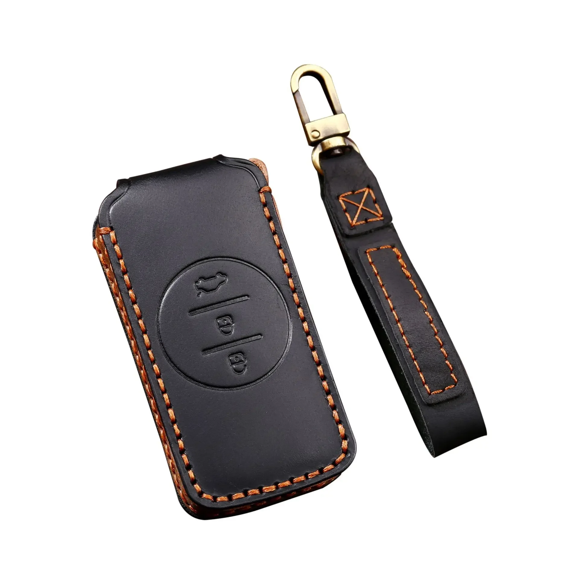 Premium Genuine Leather Car Key Case Cover and Keychain Holder