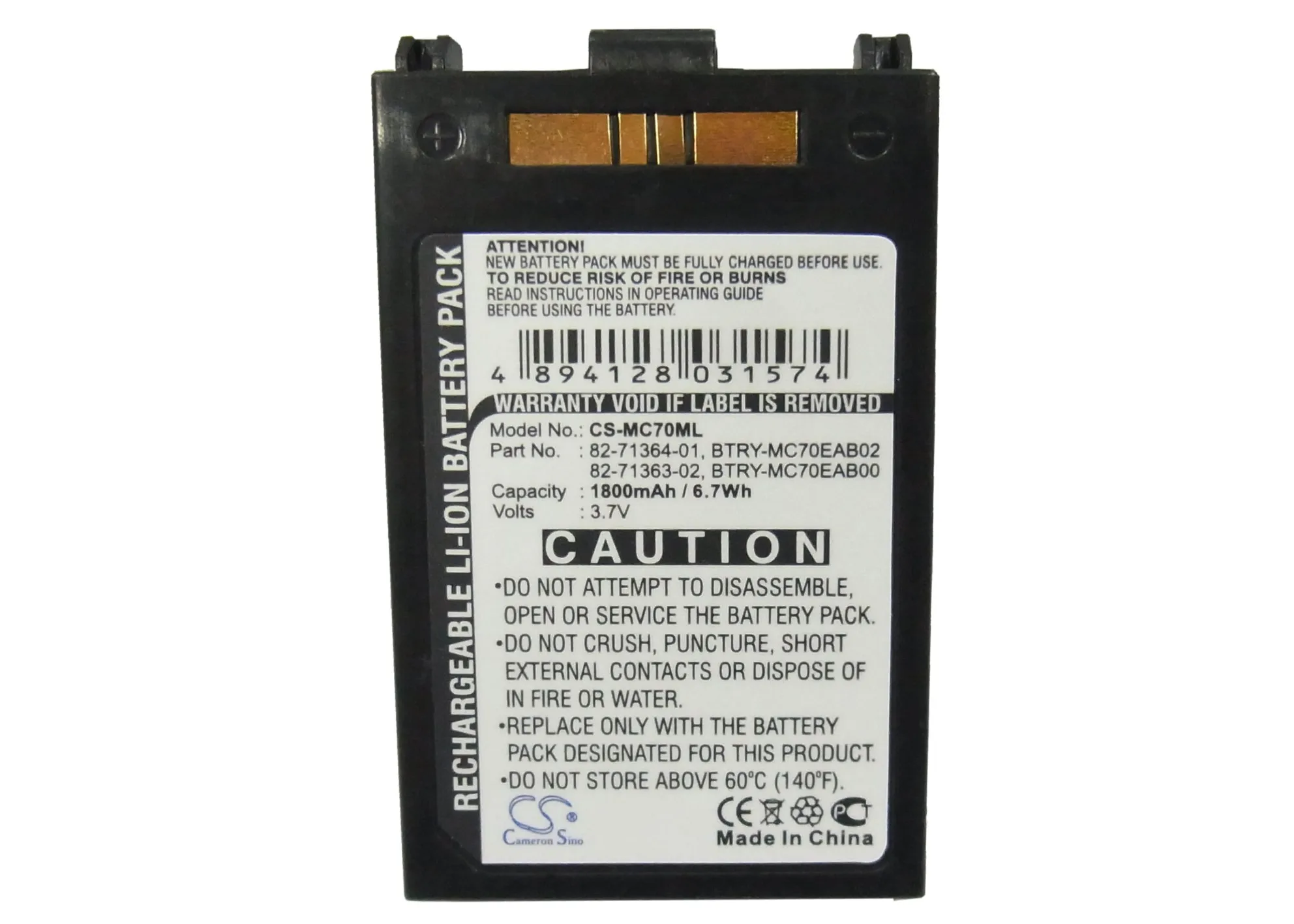 

CS Battery for Symbol MC70 MC7090 MC7004 MC75 MC7506 MC7596 fits Symbol 82-71363-02 82-71364-01 Barcode Scanner battery
