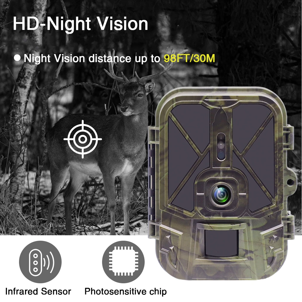 Outdoor 50MP 4K Trail Hunting Camera With 10000Mah Lithium Battery Night Vision Photo Traps Wild Surveillance Trap Game Cam