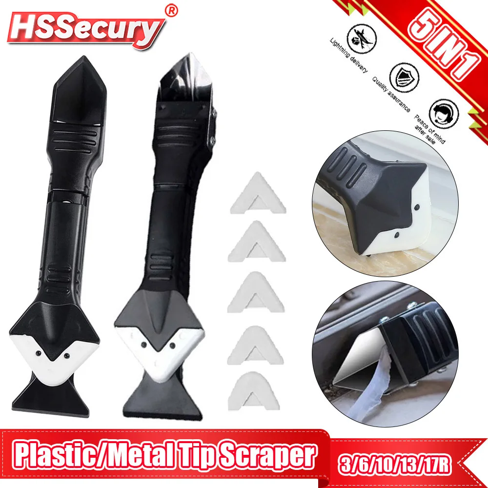 5 in1 Silicone Scraper Tool Set Sealant Smooth Scraper Caulk Finisher Grout Kit Tools Floor Mould Removal