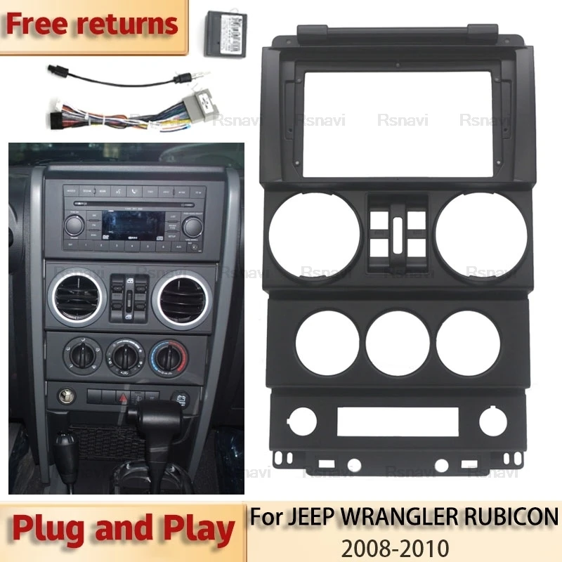 Kit Telaio Autoradio Android Per Jeep Wrangler Rubicon 2008-2010 Supporto Console Centrale Stereo Automatico Fascia Trim Cornice Frontalino