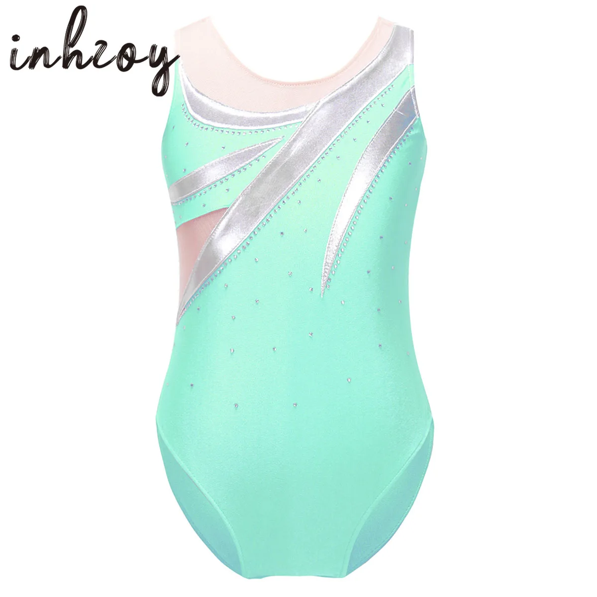 Girls Gymnastics Leotards Sparkle Rhinestone Dance Clothes Athletic