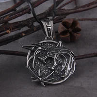 Witcher Wolf Head Hunter Pendant Necklace Titanium Steel Chain Cross-border Hot Selling European American Style Jewelry 1