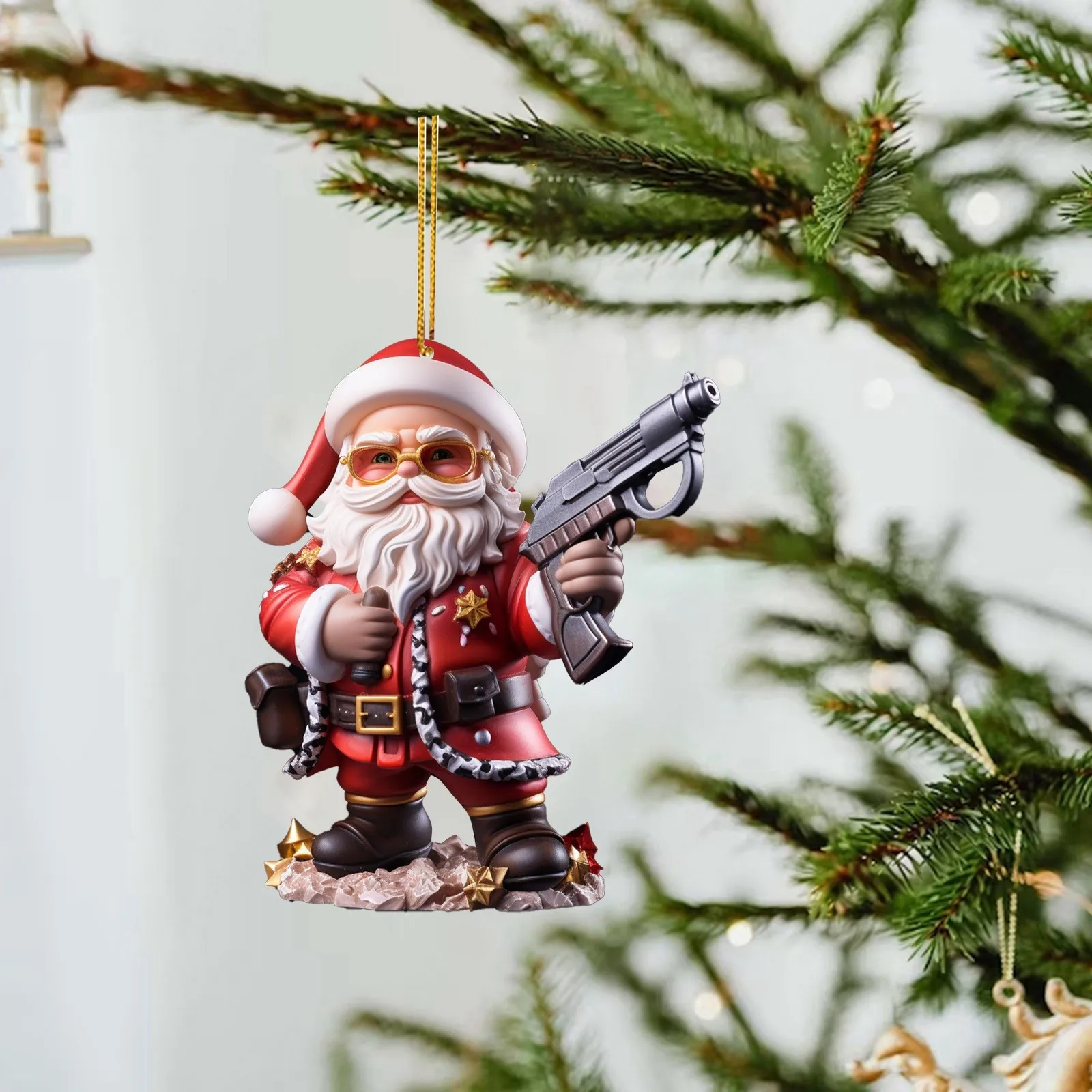 

Cool Acrylic Santa Pendant Santa Pendant Cool Acrylic Santa Double Print Christmas White Elephant Gift Bead Garland with Tassel