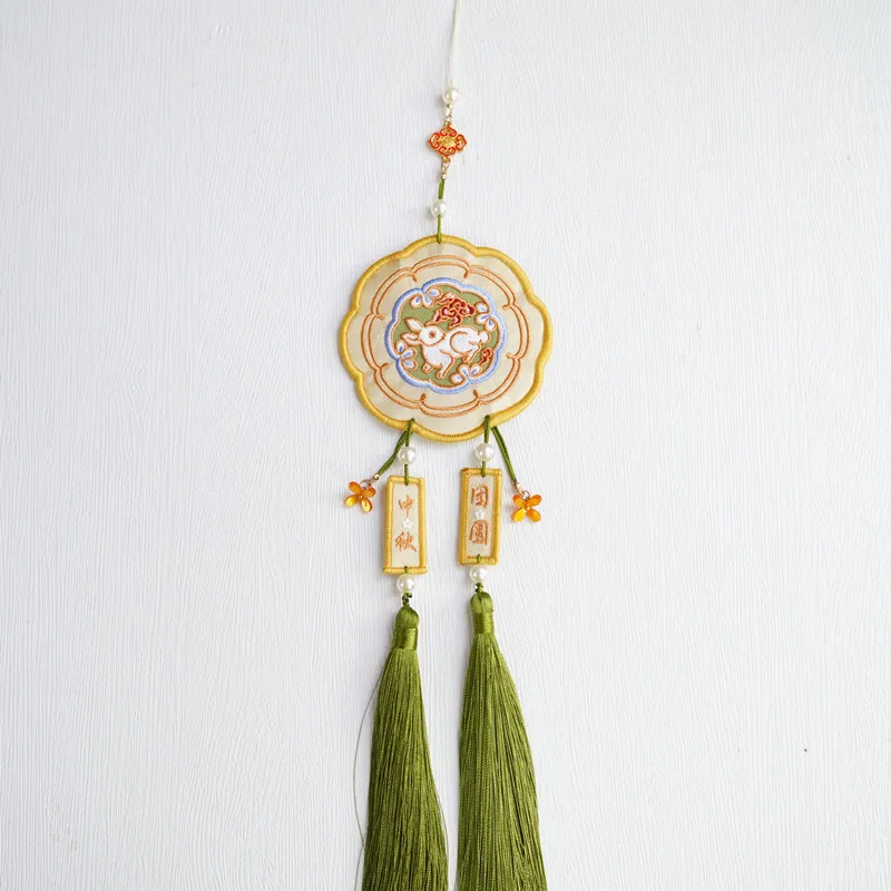 

Mid-Autumn Festival Original Osmanthus Rabbit Double Sided Embroidery Hanfu Pendant Ancient Style Jinbu