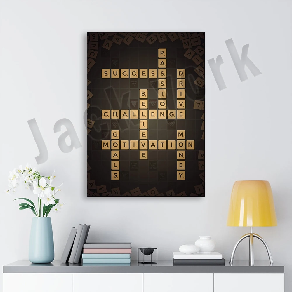 MotivationalCrosswordScrabbleArtWallInspirationalPosterCanvasPaintingDecorLivingRoom