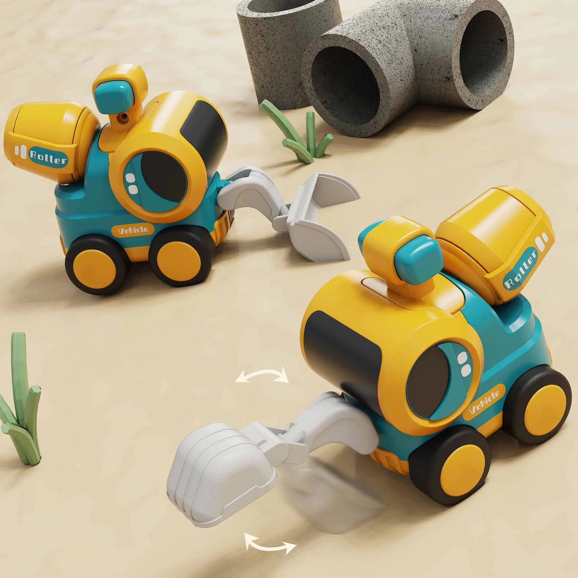 

Children Simulation Cartoon Engineering Car Series Toy Model Fun Press Inertia Car Gliding Toys Boy Excavator Pull Back Car Toys