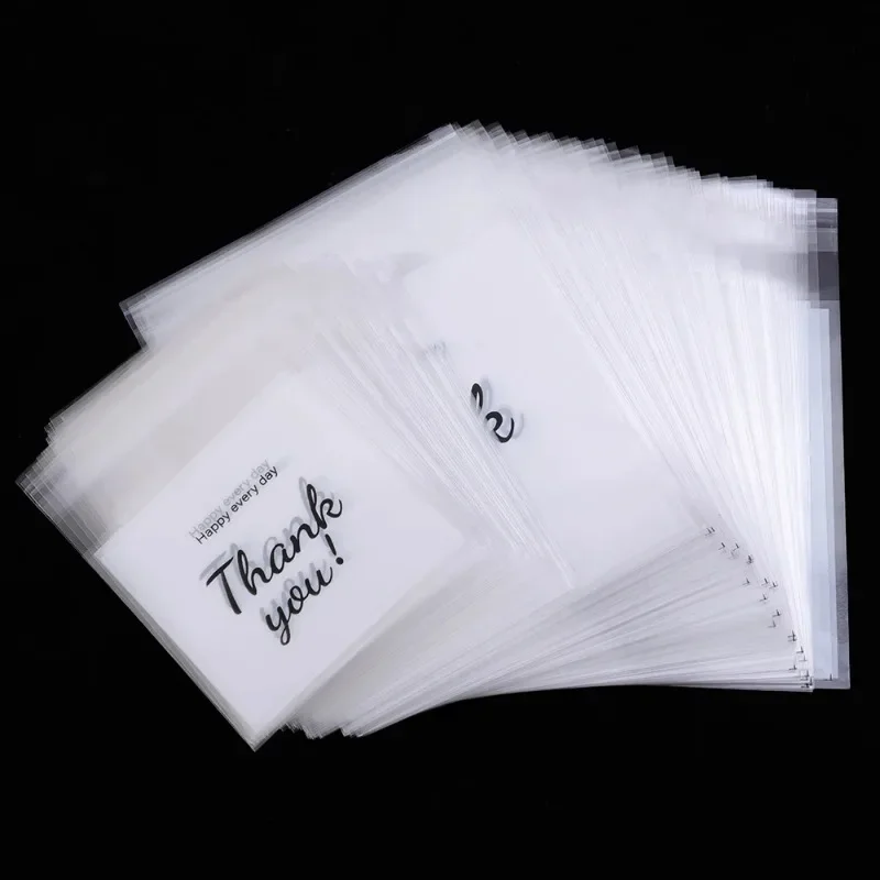 300/100Pcs Thank You Candy Bag Plastic Self-Adhesive Biscuit Snacks Chocolates Lollipop Baking Wedding Birthday Party Gift Bags 6