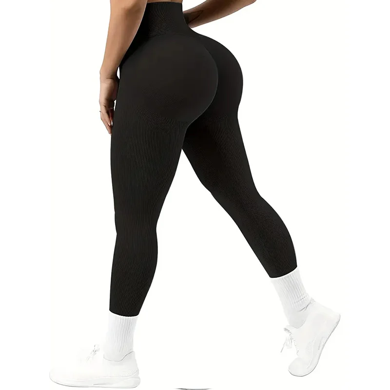 Women's Seamless Stitching Waist Solid Color Hip Sports Pants Outdoor Fitness Jogging Yoga Pants Comfortable Breathable Fitness