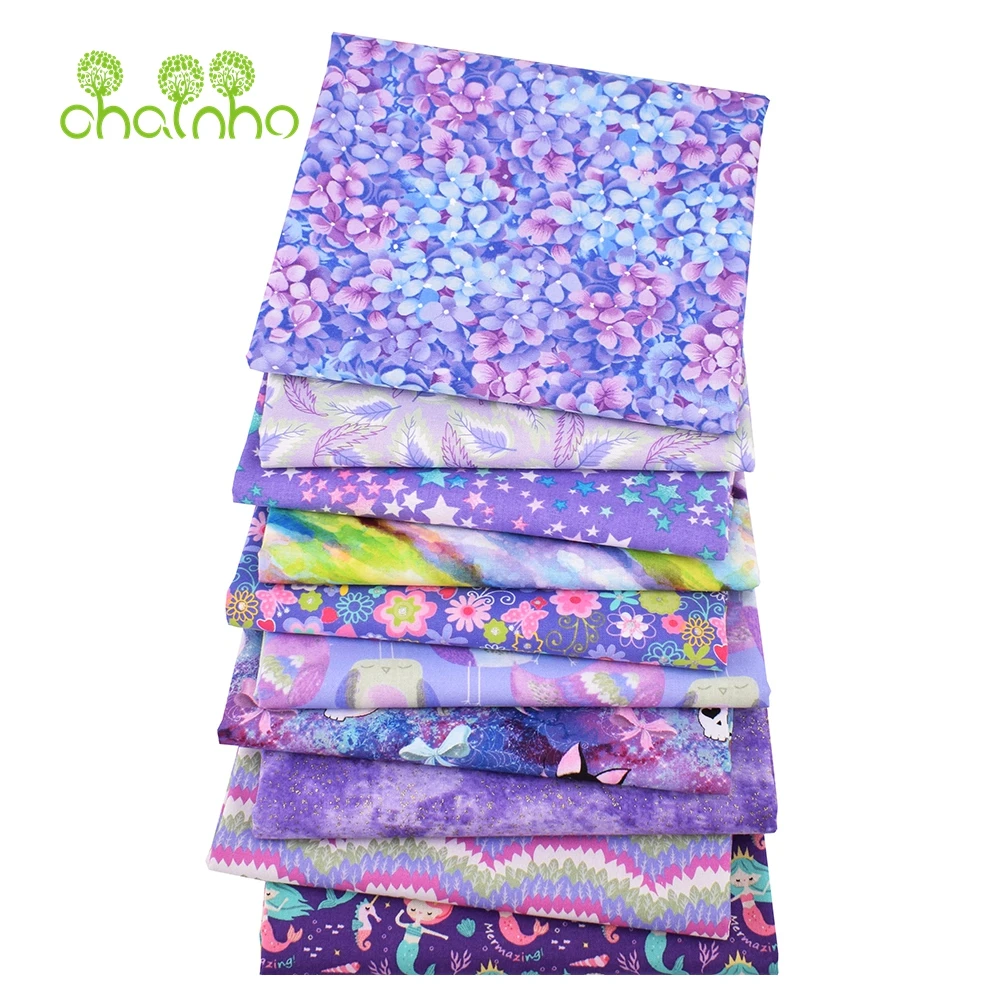 Chainho,Printed Plain Cotton Fabric,Patchwork Cloth,DIY Quilting Sewing Material,10 Bronzing Series Textile,20x25cm/Piece,15CT11