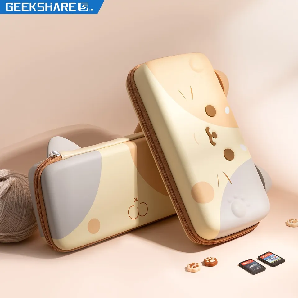GeekShareかわいい猫の耳ニンテンドースイッチ用ポータブルケースと