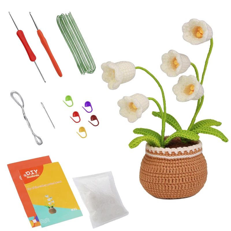 BoloShine Haaknaaldenset voor beginners, roze bloem, haakset, starterset met video-instructies, stap voor stap, haaknaaldenset, doe-het-zelf accessoires voor volwassenen