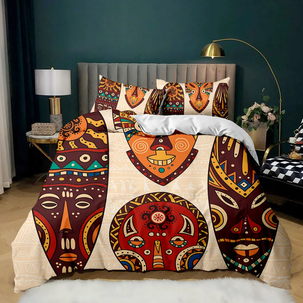 Pharaoh Bedding Sets,King Size 3D Ancient Egypt Tribe Decor Comforter Cover Set for Adult Egyptian Pyramid Polyester Duvet Cover - Image 4