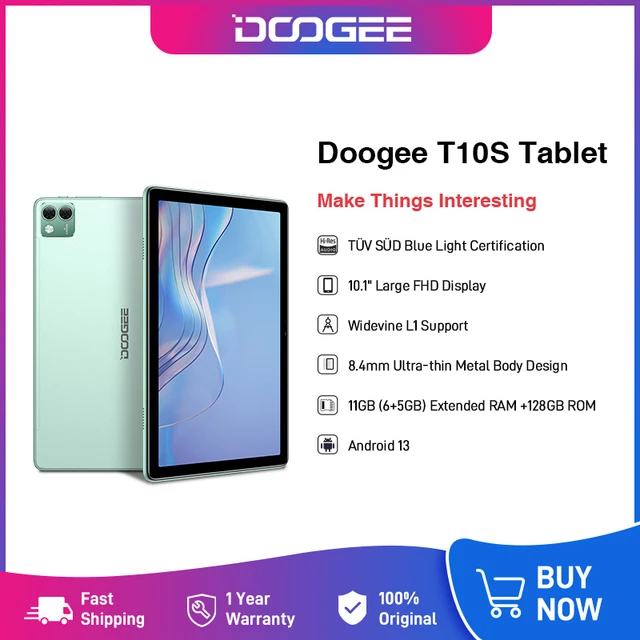 Doogee T10S - Écran 10.1'', Double Sim, Android 13, RAM 6 Go ROM 128 G