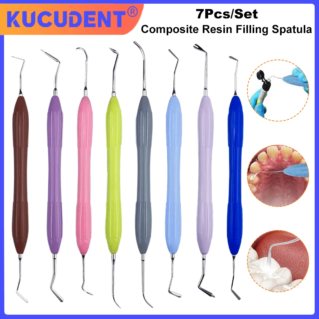 7pcs/set Dental Composite Resin Filling Set Spatula Aesthetic Restoration Set Resin Filler Kit Dentist Restoration Spatula Tool 1