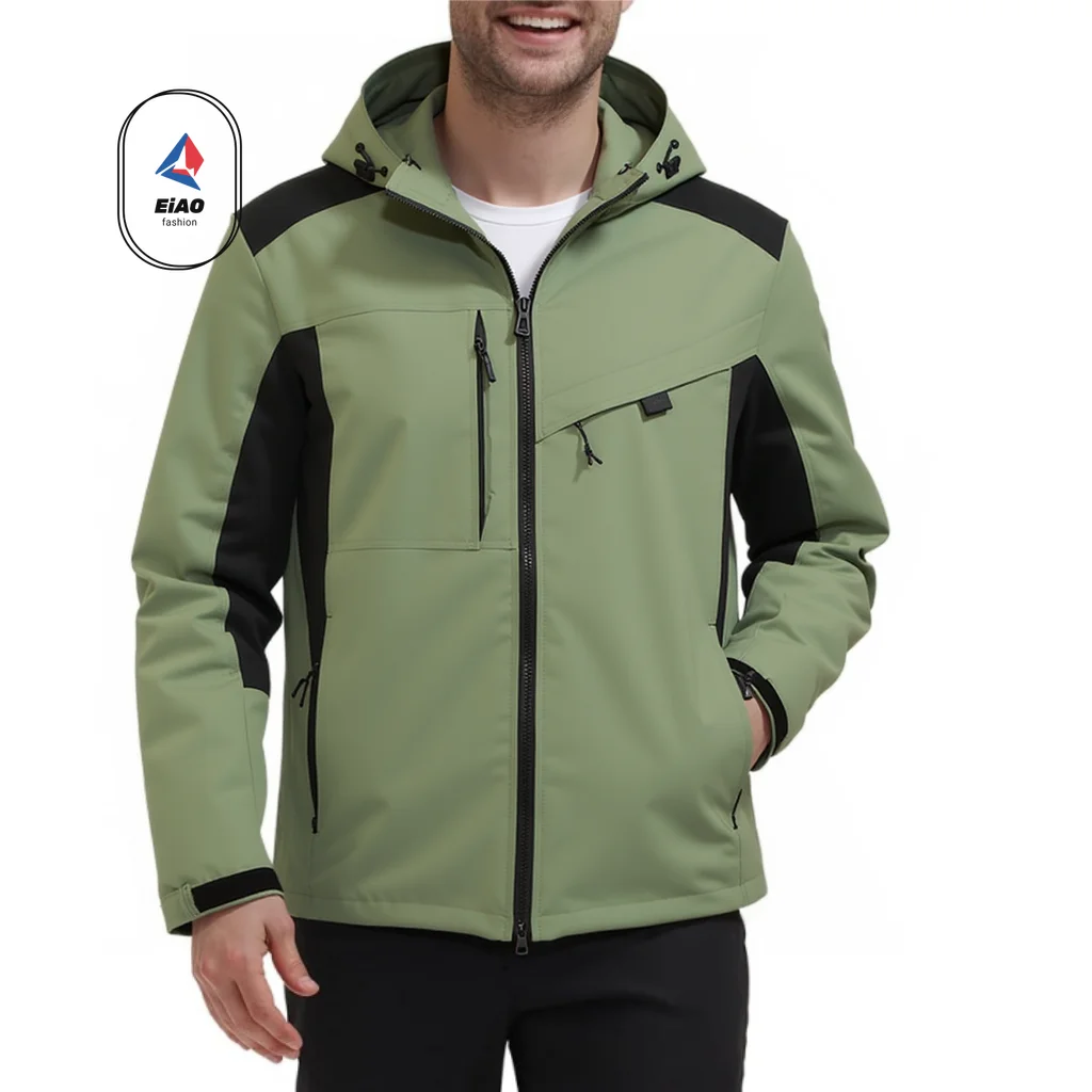 EiAO Mens Waterproof Windbreaker Jacket Lightweight Outdoor Sports Coat for Hiking Golf Cycling Raincoat Windproof Breathable​