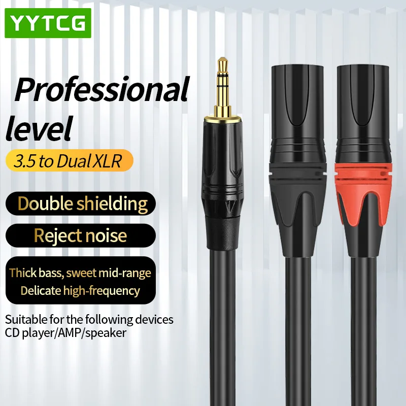 Premium AUX to Dual XLR Audio Cable - Balanced Sound Cord for Microphone, Speaker, and Amplifier