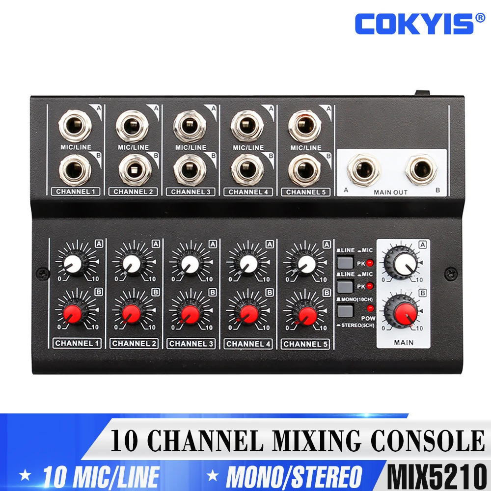 Mix5210 Console Di Missaggio A 10 Canali Mixer Audio Digitale Stereo Per La Registrazione Di Dj Network Live Broadcast Karaoke Mixer Audio
