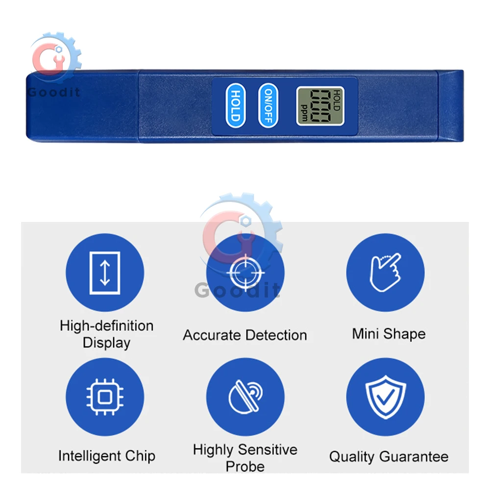 Water Quality Detector Portable TDS Water Quality Tester Pen 0-999ppm Alloy Probe Detector with LCD Display for Drinking/Pool/Aquaculture/Agriculture