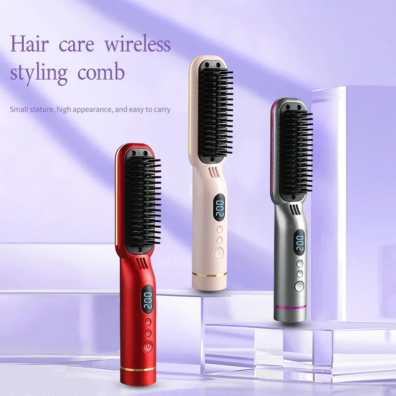 Wireless Wet & Dry Hair Straightening Comb PTC Heated Ceramic Coated Anti-Hot Temperature Controlled Hair Care & Styling Comb 5
