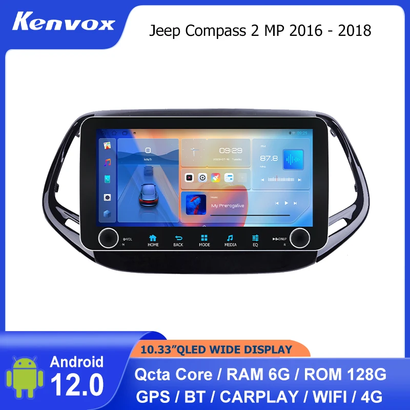 10.33 "Wide Qled 2 Din Autoradio Android Per Jeep Compass 2 Mp 2016 - 2018 Multimedia Navigazione Gps Autoradio Video Head Unit