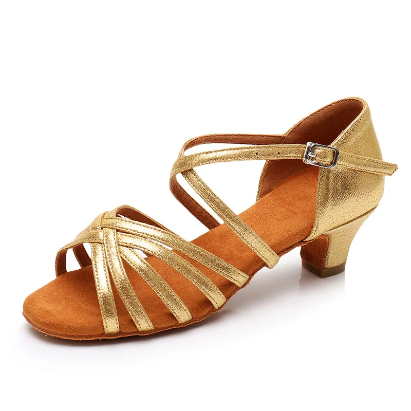 CLYFAN Women Latin Dance Shoes Soft Bottom Sole Girls Jazz Dance Practice Sandals Middle Heel 3.5CM Ballroom Dance 4