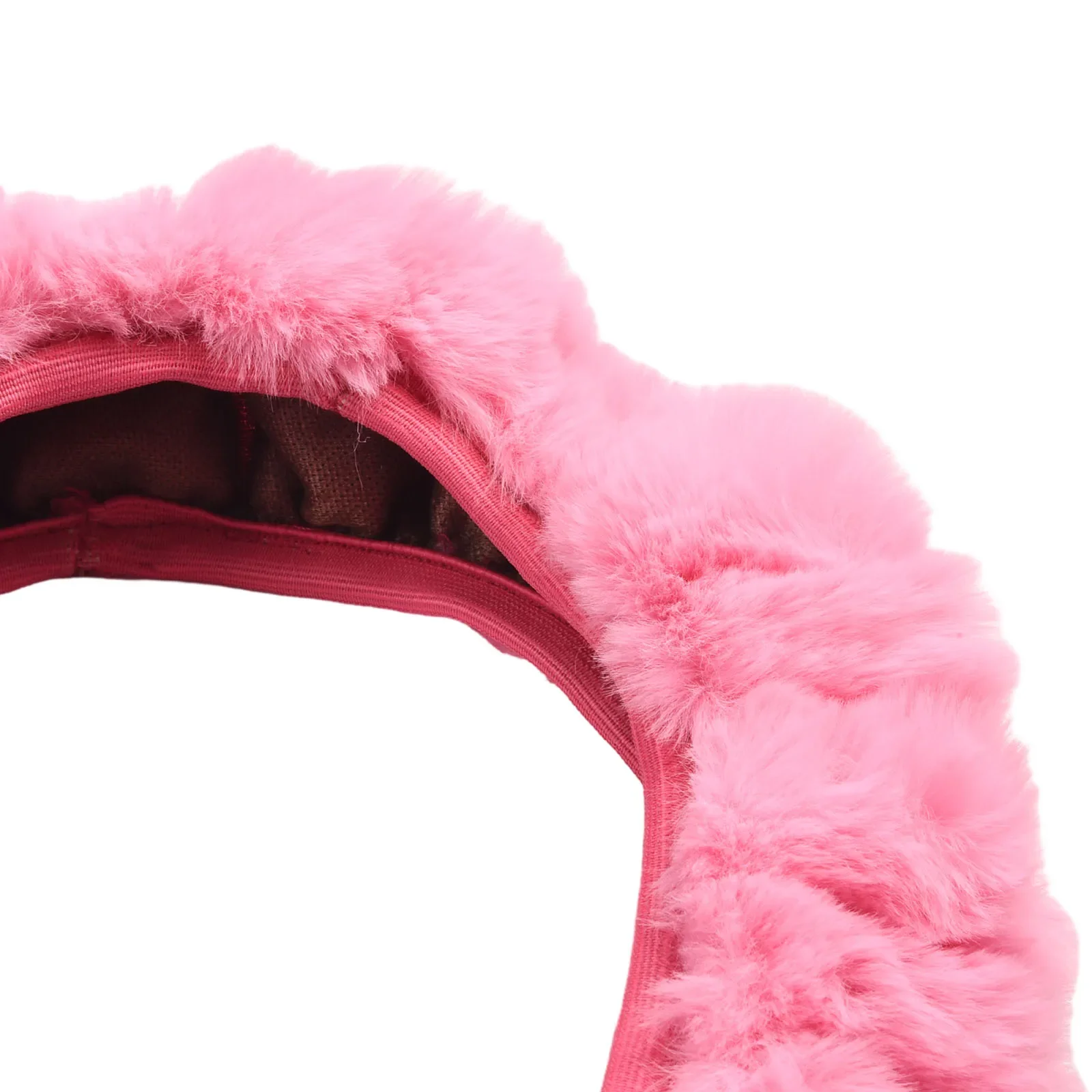 1 Set Of Fluffy Thick Auto Car Steering Wheel Plush Cover Soft Wool + Handbrake & Shift Gear Cover Pink/Blue/Purple/Black