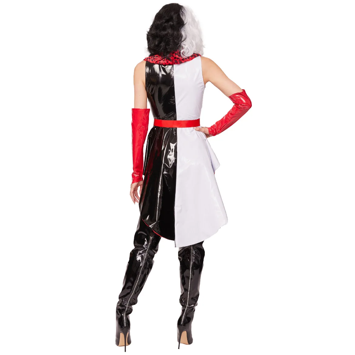 cruella black dress cosfun 2021 Movie Cruella Estella Cruella de Vil Cosplay Black Costume
