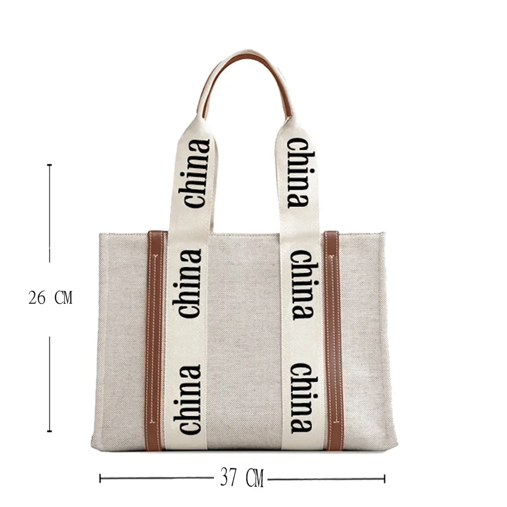 Ladies Luxury Bag Women's Handbags Trend 2024 Designer Canvas Leather Letters Shopping Bag Classic Woody Large Tote Bags Y2k