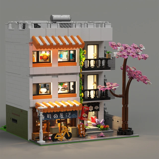 3911PCS Japanese Apartment Modular Building Blocks,with 5 Figures,Street View Model Bricks LED Light Toys Idea Gifts Home Decor