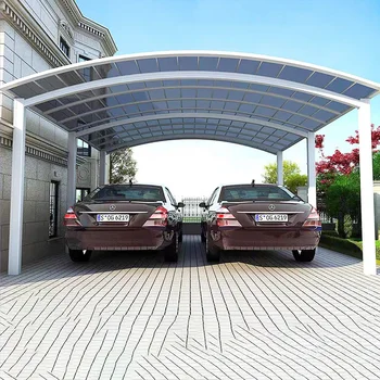 Villa all'aperto Pergola Parasole Riparo Baldacchino Tenda Carport Gazebo Policarbonato Garage in metallo Tenda moderna Auto in lega di alluminio 1