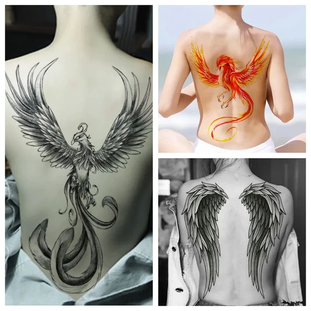 Tribal Phoenix Pic Back Tattoo