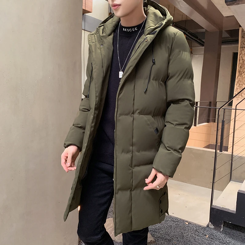 

2023 Autumn/Winter New Men's Mid Length Cotton Coat Thickened Fashion Casual Cotton Coat Hooded Windproof Coat Plus Size 8XL 7XL