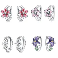 925 Sterling Silver Fresh Flower Hoop Earrings for Women Earrings Girl Charm Fashionable Versatile Party Jewelry Birthday Gifts