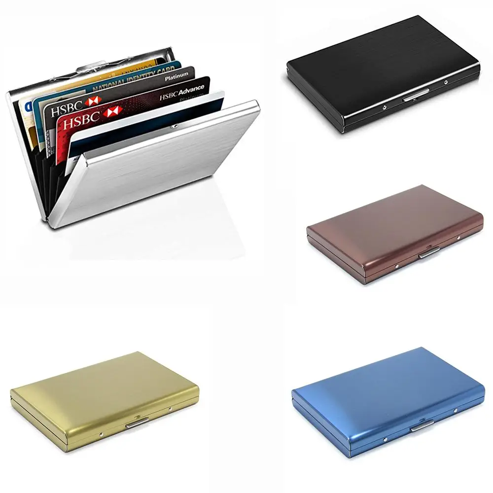 Fashion Durable 6 Card Slots Card Holder Stainless Steel Case Anti-demagnetization Box Portable Organizer Protector