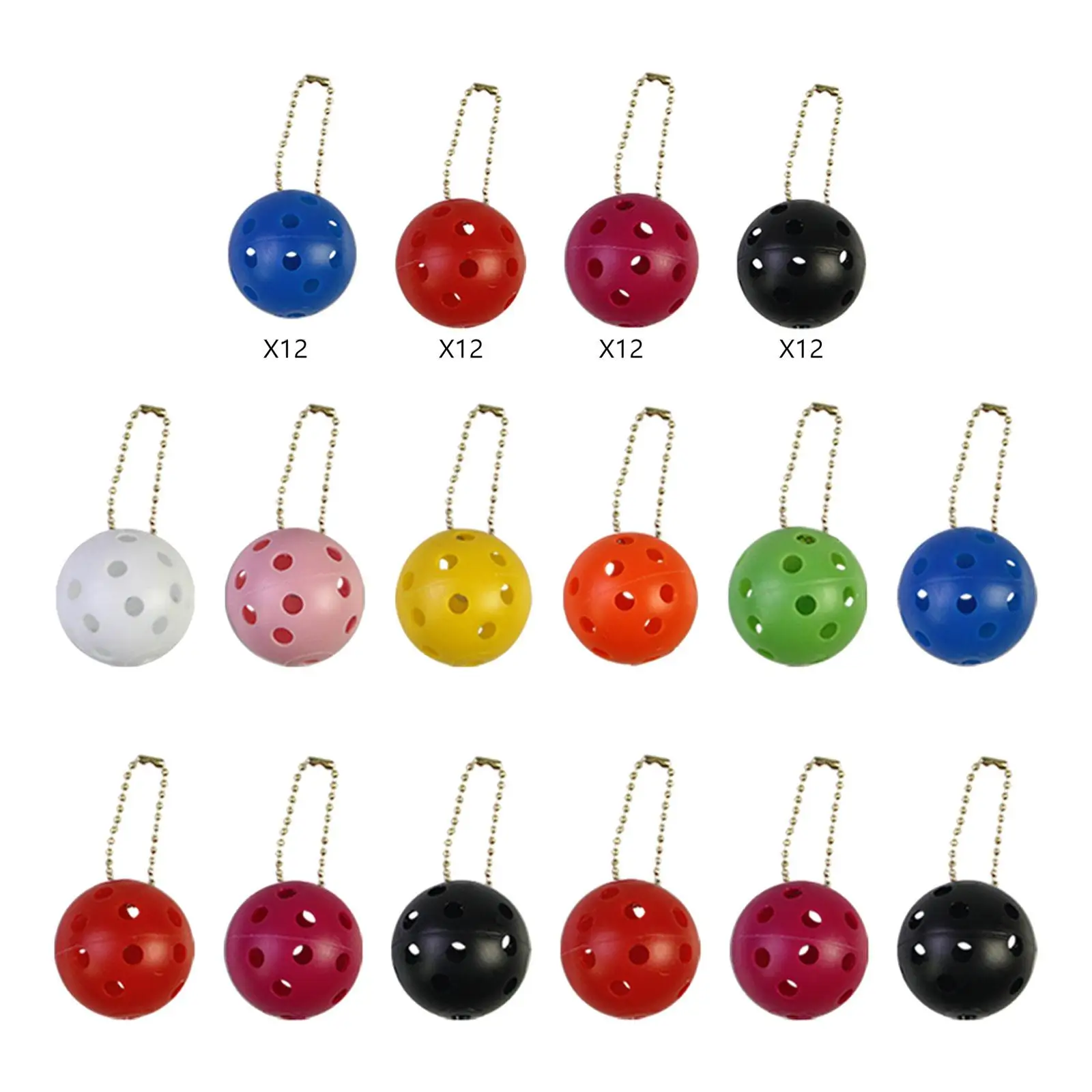 

12Pcs Pickleball Keychain Hanging Toy Portable Bag Pendant Pickleball Ornament