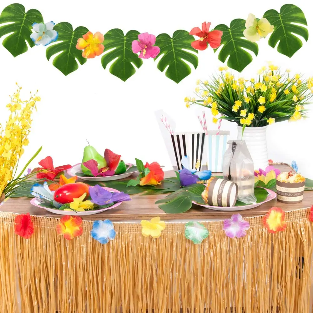 Hawaiian Tropical Party Decorations 275x75cm Hawaiian Luau Grass Table